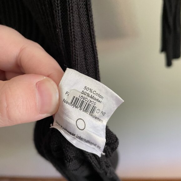 LINE The Label Women XS Black Ribbed Knit Side Slits V-Neck Long Duster Cardigan - Picture 10 of 11